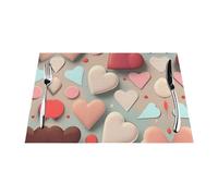Lot de 6 sets de table tissés imprimés avec motif d'amour, 30,5 x 45,7 cm, rectangulaires, adaptés pour les hôtels, les restaurants et les cuisines.