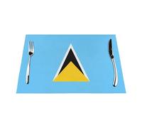 Lot de 6 sets de table tissés imprimés drapeau de Sainte-Lucie - 30,5 x 45,7 cm - Convient pour les repas familiaux et les banquets d'hôtel.