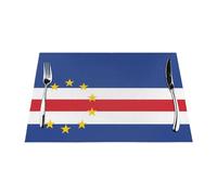 Lot de 6 sets de table tissés imprimés drapeau du Cap-Vert, 30,5 x 45,7 cm, adaptés pour les repas familiaux et les banquets d'hôtel.
