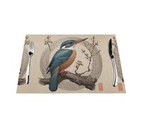 Lot de 6 sets de table tissés résistants à la chaleur, faciles à nettoyer, adaptés pour les fêtes en plein air, décoration de cuisine, accessoires de table, 30,5 x 45,7 cm, imprimés Kate Kingfisher