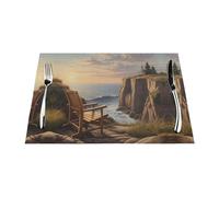 Lot de 6 sets de table tissés résistants à la chaleur, faciles à nettoyer, adaptés pour les fêtes en plein air, décoration de cuisine, accessoires de table, 30,5 x 45,7 cm, imprimé « Looking Out to