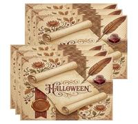 Lot de 6 sets de table vintage Motif parchemin d'Halloween