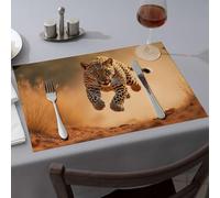 Lot de 6 sets de table Western Party Decorations A Leopard Is Running In The Wild pour salle à manger
