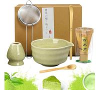 Lot de 6 sets Matcha Kit -Fouet en pour Mat cha,Bol à Matcha,Support pour Fouet,Tamis à Matc ha,Cuiller et Support,Kit de Thé Japonais pour Amoureux du Ma tcha,Idéal pour la Maison
