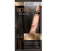 Lot de 6 shampooings colorants - Traitement kératine - Sans ammoniaque (Noir d'ébène)