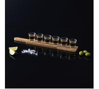 Cook Concept – Set de shooters KA0391 en verre 3 cl avec planche en acacia, transparent et or