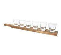 Cook Concept – Set de shooters KA0391 en verre 3 cl avec planche en acacia, transparent et or