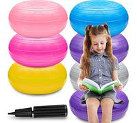 Lot de 6 sièges flexibles pour salle de classe, chaises de yoga gonflables pour enfants, chaise de bureau, chaise d'équilibre avec gonfleur noir (couleurs mélangées)