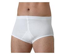 Lot de 6 Slips Homme Taille Haute avec Ouverture, Classique, Elastique Fileté, Coton Côtelé, Caleçon Slip Homme Blanc, Respirant et Confortable, Personnes Âgées, Même Grandes Tailles