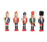 Lot de 6 soldats casse-noisettes en bois faits à la main pour décorations de sapin de Noël, décorations de vacances classiques pour la maison saisonnière et les événements