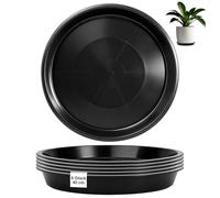 Lot de 6 soucoupes en plastique pour pot de fleurs - Diamètre : 40 cm | Soucoupe ronde noire pour pots de fleurs, plantes d'intérieur et d'extérieur