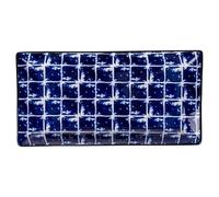 Lot de 6 soucoupes rectangulaires en grès 24 x 12 cm, décor géométrique, Confusion