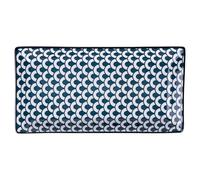 Lot de 6 soucoupes rectangulaires en grès 24 x 12 cm, décor géométrique, Confusion