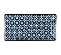 Lot de 6 soucoupes rectangulaires en grès 24 x 12 cm, décor géométrique, Confusion