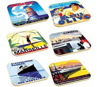 Lot de 6 Sous-verre Rétro Marseille modèle 1