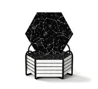 Lot de 6 sous-verres avec support hexagonal constellations zodiacales