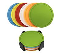 Lot de 6 sous-verres en silicone, tasse sous-verres pour boissons, coussin en verre résistant à la chaleur, dessous de verre pour table, bureau, cuisine, bureau (Mix Color)