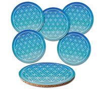 Lot de 6 sous-verres « Fleur de vie » dans une jolie boîte cadeau transparente, idéal pour les verres et les tasses (motif 5)