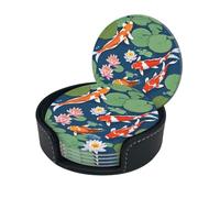 Lot de 6 sous-verres japonais en forme de poisson koï avec support, élégants et simples pour table basse, excellent cadeau de pendaison de crémaillère