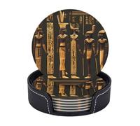 Lot de 6 sous-verres légers et portables imprimés hiéroglyphes égyptiens antiques pour table basse, bureau, restaurant