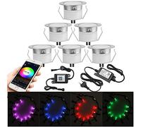 Lot de 6 Spot Led Encastrable Exterieur RGBWW, Bluetooth Ø31mm Dimmable Mini spot Escalier Piscine Lampe au Sol spot Encastrable, Etanche IP67 DC12V Spot pour Terrasse Bois (RGB+Blanc Chaud)