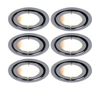 Lot de 6 spots chromés pour meubles de cuisine encastrés, lampes rondes en aluminium, éclairage de la pièce à vivre.