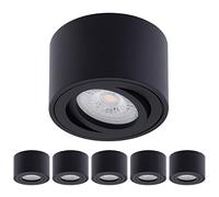 Lot de 6 spots de montage en noir Oktaplex Lile - incluant le module LED 4,8W 230V 4000K blanc neutre 80x50mm, applique murale en aluminium pivotante