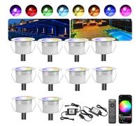 Lot de 6 spots de sol encastrés LED - Étanche IP67, 1 W, Ø45 mm - Éclairage pour terrasse, patio, chemin, mur, jardin, décoration, intérieur et extérieur, RGB + Alex., Lot de 10