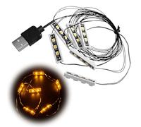 Lot de 6 spots LED encastrables 1 x 4 blocs construction, alimentation USB, blanc chaud, compatibles avec les briques, éclairage DIY pour maquettes, système enfichable, extensible, sans kit, enfants e