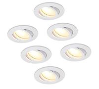 Lot de 6 spots LED encastrables à intensité variable Blanc orientable 3 W 230 V Spot encastrable Spot encastrable 68-75 mm Alésage (Blanc chaud 3000 K)