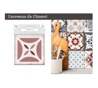 Lot de 6 Stickers Carreaux de Ciment - Rose Motif 4