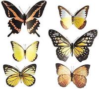Lot De 6 Stickers Pop-Up Papillons 3d Sur Feuille - Dimensions De La Feuille : 19 X 21 Cm - Idéal Pour Le Scrapbooking, La Décoration Murale, D'autres Décorations (Cuivré Et Jaune)