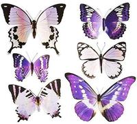 Lot De 6 Stickers Pop-Up Papillons 3d Sur Feuille - Dimensions De La Feuille : 19 X 21 Cm - Idéal Pour Le Scrapbooking, La Décoration Murale, D'autres Décorations (Tons Violet)