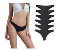 Lot de 6 strings sans couture invisibles pour femme - Respirants et confortables, c, M grande taille taille courte