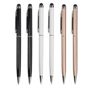 Lot de 6 stylets universels 2 en 1 pour écran tactile iPhone, iPad, téléphone (6 pièces au total (noir + blanc + or))