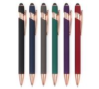 Lot de 6 stylos à Bille 2 en 1 avec Pointe de Stylet, Stylet en métal pour écrans tactiles, Encre Noire de 1,0 mm, 6