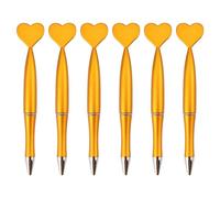 Lot de 6 stylos à bille à encre noire de 1,0 mm en forme de cœur pour bureau, mariage, papeterie, école, fournitures de bureau