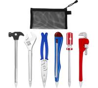 Lot De 6 Stylos À Bille À Outils En Forme De Matériel,1 Sac À Stylo En Maille Noire,Papier À Lettre Créatif Et Personnalisé,Ensemble De Stylos À Outils,Jouets Pour Enfants