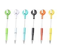 Lot de 6 stylos à bille à perles avec porte-badge pour infirmière, médecin, bobine de badge à perles, fournitures de fête de Noël, longueur réglable