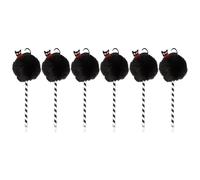Lot de 6 stylos à bille à pompons, stylo à huile, écriture lisse, papeterie décorative pour Halloween, école, bureau