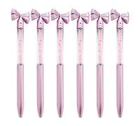 Lot de 6 stylos à bille avec nœud pour ouvrir/fermer - Pointe de 1,0 mm - Écriture lisse pour le bureau et les étudiants qui aiment les mignons et font attention aux