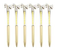 Lot de 6 stylos à bille avec nœud pour ouvrir/fermer - Pointe de 1,0 mm - Écriture lisse pour le bureau et les étudiants qui aiment les mignons et font attention aux