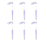 Lot de 6 stylos à bille créatifs avec perles - Avec porte-clés - 1 0 mm - Encre noire