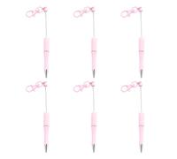 Lot de 6 stylos à bille créatifs avec perles - Avec porte-clés - 1 0 mm - Encre noire