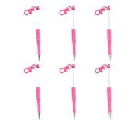 Lot de 6 stylos à bille de 1,0 mm - Stylo d'écriture lisse - Porte-clés perlé - Encres noires - Fournitures de papeterie perlées