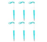 Lot de 6 stylos à bille de 1,0 mm - Stylo d'écriture lisse - Porte-clés perlé - Encres noires - Fournitures de papeterie perlées