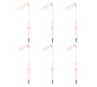 Lot de 6 stylos à bille de 1,0 mm - Stylo d'écriture lisse - Porte-clés perlé - Encres noires - Fournitures de papeterie perlées