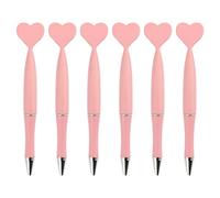 Lot de 6 stylos à bille noirs en forme de cœur pour la Saint-Valentin