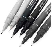 Lot De 6 Stylos À Dessin Fineliner - Tons Gris - 0,1/0,5 Mm