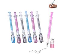 Lot de 6 stylos à encre gel en forme de seringue, stylos à encre gel créatifs en forme de seringue pour accessoires amusants d'infirmière, stylo neutre pour fournitures de bureau, couleur du corps
